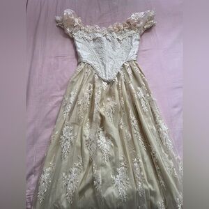 Lacemade Cream Pearl Lace Maxi Dress